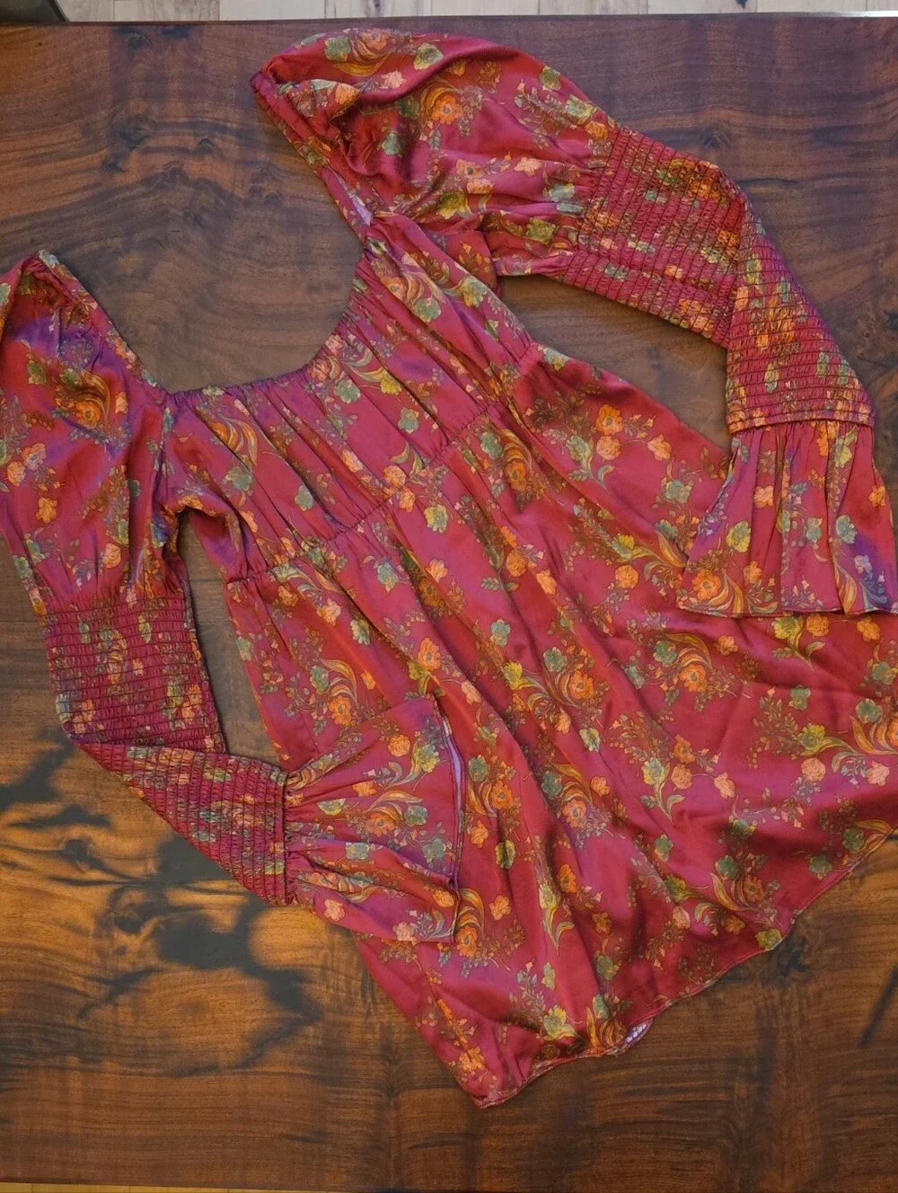 house of harlow red floral dress House of Harlow 1960 Red Floral Puff Sleeve Mini Dress Size 6